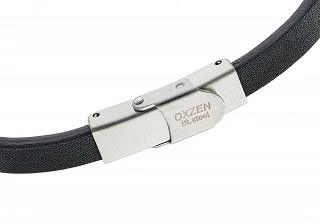 Oxzen ανδρικό βραχιόλι από ανοξείδωτο ατσάλι με δέρμα