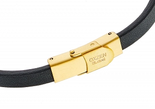 Oxzen ανδρικό βραχιόλι από ανοξείδωτο ατσάλι με δέρμα