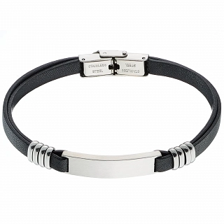 Oxzen ανδρικό βραχιόλι από ανοξείδωτο ατσάλι με δέρμα