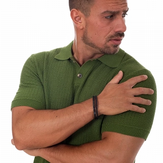 Oxzen ατσάλινο ανδρικό βραχιόλι με δέρμα