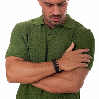 Oxzen ανδρικό βραχιόλι ατσάλινο με δέρμα τέσσερις σειρές