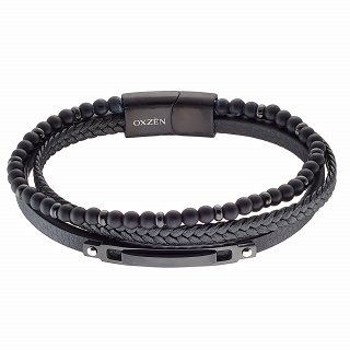 Oxzen ατσάλινο ανδρικό βραχιόλι με δέρμα