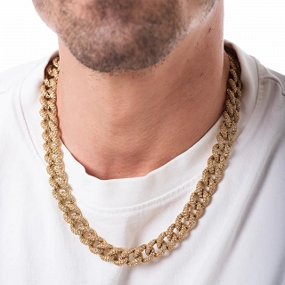Oxzen Cuban Link Iced-Out αλυσίδα unisex ατσάλινη με πλάτος 1,3cm γεμάτη ζιργκόν