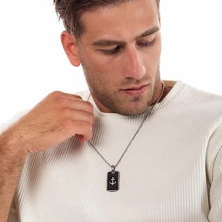 Oxzen ανδρικό κολιέ από ανοξείδωτο ατσάλι πλακέτα με άγκυρα