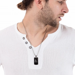 Oxzen ανδρικό κολιέ από ανοξείδωτο ατσάλι πλακέτα με άγκυρα