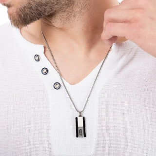 Oxzen ανδρικό κολιέ από ανοξείδωτο ατσάλι πλακέτα με μαίανδρο