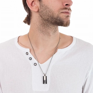 Oxzen ανδρικό κολιέ από ανοξείδωτο ατσάλι πλακέτα με μαίανδρο