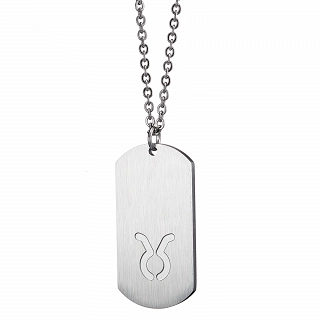 Oxzen κολιέ Unisex Zodiac ατσάλινο ματ ζώδιο Ταύρος (Taurus)