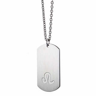 Oxzen κολιέ Unisex Zodiac ατσάλινο ματ ζώδιο Λέων (Leo)