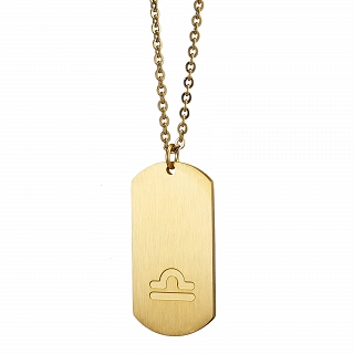 Oxzen κολιέ Unisex Zodiac ατσάλινο ματ ζώδιο Ζυγός (Libra)