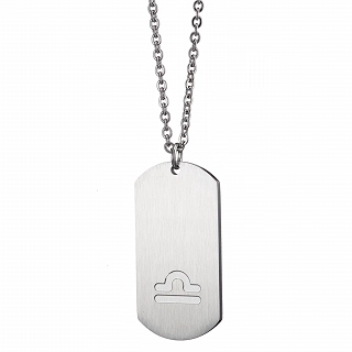 Oxzen κολιέ Unisex Zodiac ατσάλινο ματ ζώδιο Ζυγός (Libra)