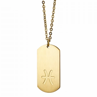 Oxzen κολιέ Unisex Zodiac ατσάλινο ματ ζώδιο Ιχθύς (Pisces)