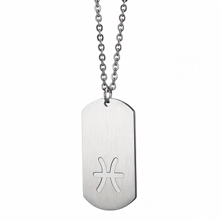 Oxzen κολιέ Unisex Zodiac ατσάλινο ματ ζώδιο Ιχθύς (Pisces)