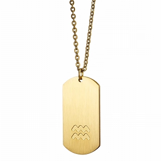 Oxzen κολιέ Unisex Zodiac ατσάλινο ματ ζώδιο Υδροχόος (Aquarius)