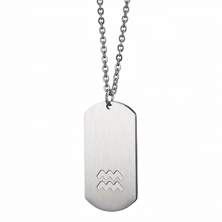 Oxzen κολιέ Unisex Zodiac ατσάλινο ματ ζώδιο Υδροχόος (Aquarius)