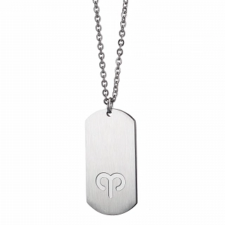 Oxzen κολιέ Unisex Zodiac ατσάλινο ματ ζώδιο Κριός (Aries)