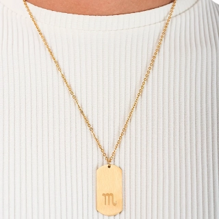 Oxzen κολιέ Unisex Zodiac ατσάλινο ματ ζώδιο Σκορπιός (Scorpio)
