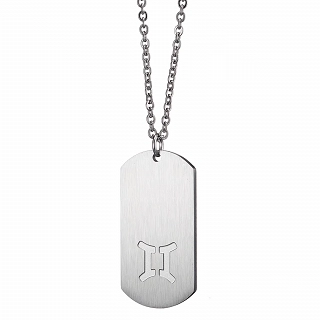 Oxzen κολιέ Unisex Zodiac ατσάλινο ματ ζώδιο Δίδυμοι (Gemini)