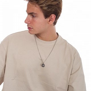 Oxzen ανδρικό κολιέ από ανοξείδωτο ατσάλι με πυξίδα