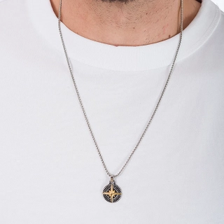 Oxzen ανδρικό κολιέ από ανοξείδωτο ατσάλι με πυξίδα