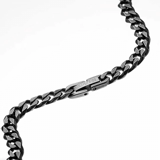 Oxzen ανδρική αλυσίδα από ανοξείδωτο ατσάλι Gourmet 6mm γκρί αντικέ