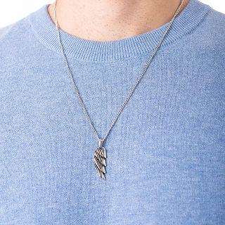 Oxzen ανδρικό κολιέ από ανοξείδωτο ατσάλι φτερό