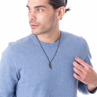 Oxzen ανδρικό κολιέ από ανοξείδωτο ατσάλι φτερό