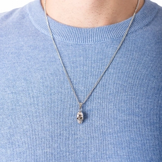 Oxzen ανδρικό κολιέ από ανοξείδωτο ατσάλι νεκροκεφαλή