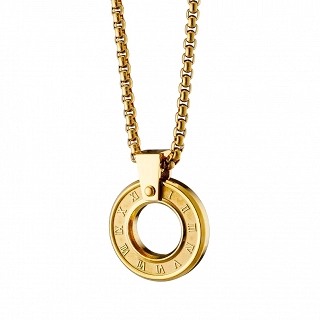 Oxzen ανδρικό κολιέ από ανοξείδωτο ατσάλι κυκλικό με λατινικούς αριθμούς