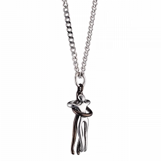 Oxzen κολιέ Unisex από ανοξείδωτο ατσάλι ζευγάρι αγκαλιά