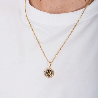 Oxzen ανδρικό κολιέ από ανοξείδωτο ατσάλι λιοντάρι