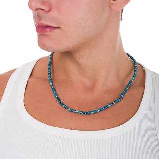 Oxzen Unisex κολιέ από ανοξείδωτο ατσάλι με ορυκτές πέτρες