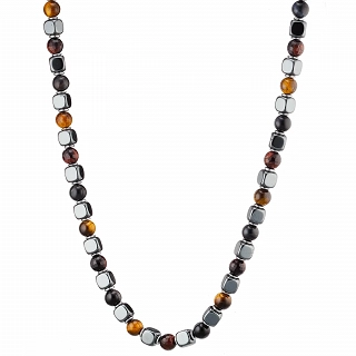 Oxzen Unisex κολιέ από ανοξείδωτο ατσάλι με ορυκτές πέτρες