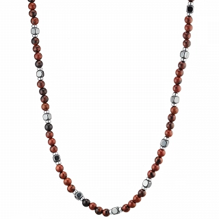 Oxzen Unisex κολιέ από ανοξείδωτο ατσάλι με ορυκτές πέτρες