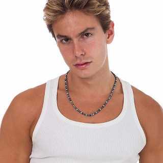 Oxzen Unisex κολιέ από ανοξείδωτο ατσάλι με ορυκτές πέτρες