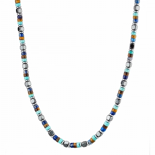 Oxzen Unisex κολιέ από ανοξείδωτο ατσάλι με ορυκτές πέτρες