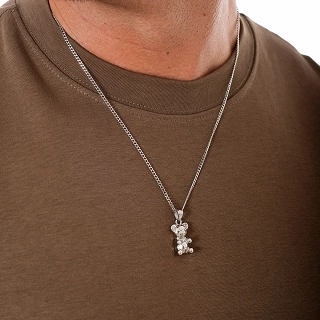 Oxzen κολιέ Unisex ατσάλινο αρκουδάκι