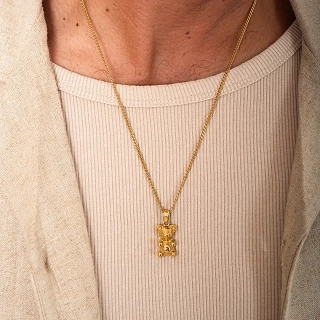 Oxzen κολιέ Unisex ατσάλινο αρκουδάκι