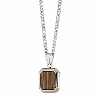 Oxzen ατσάλινο ανδρικό κολιέ με πέτρα μάτι τίγρης