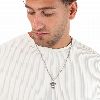 Κολιέ σταυρός με αλυσίδα ατσάλινος  ματ