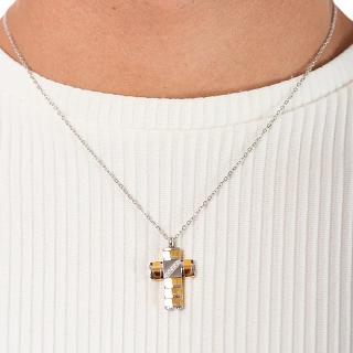 Κολιέ σταυρός με αλυσίδα ατσάλινος Unisex
