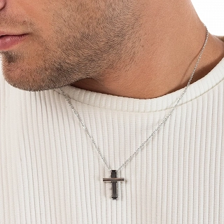 Κολιέ σταυρός με αλυσίδα ατσάλινος Unisex