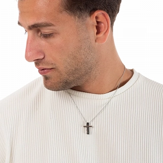 Κολιέ σταυρός με αλυσίδα ατσάλινος Unisex