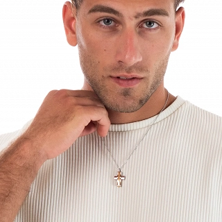 Κολιέ σταυρός με αλυσίδα ατσάλινος