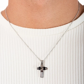 Κολιέ σταυρός με αλυσίδα ατσάλινος Unisex