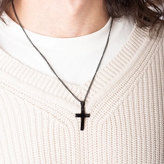 Oxzen ανδρικός σταυρός με αλυσίδα από ανοξείδωτο ατσάλι