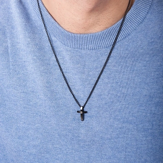 Oxzen ανδρικός σταυρός με αλυσίδα από ανοξείδωτο ατσάλι μικρός