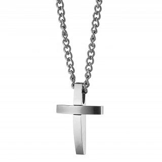 Oxzen ανδρικός σταυρός με αλυσίδα από ανοξείδωτο ατσάλι μικρός