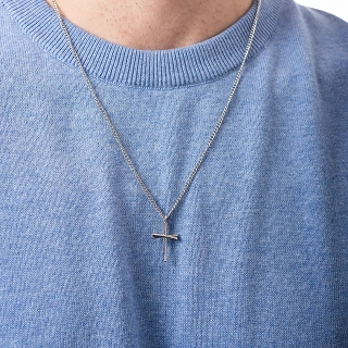 Oxzen ανδρικός σταυρός με αλυσίδα από ανοξείδωτο ατσάλι λεπτός