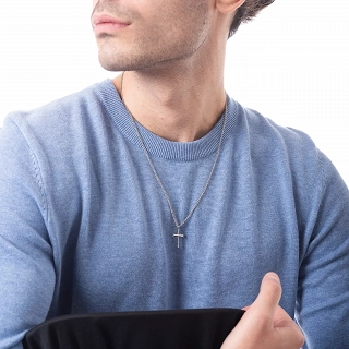 Oxzen ανδρικός σταυρός με αλυσίδα από ανοξείδωτο ατσάλι λεπτός